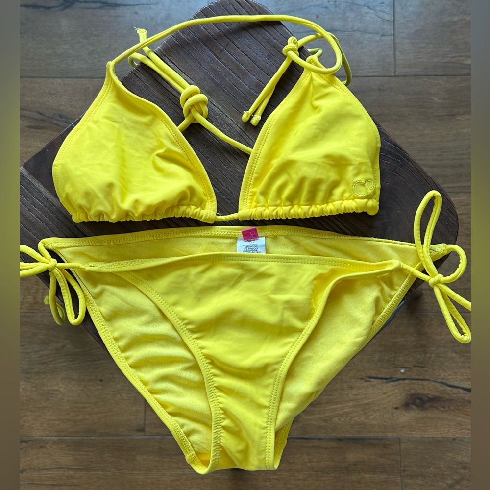 OP Bright Yellow Triangle Bikini Set